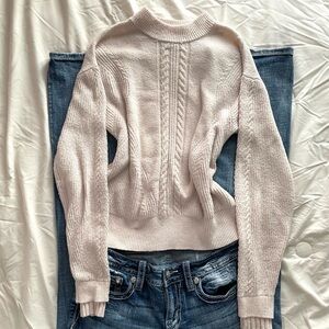 Y2K St. John's Bay Cream Cable Knit Turtleneck Sweater